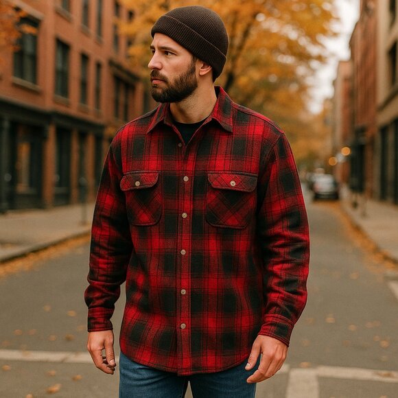 🪶 Field & Stream Heritage Flannel — Red & Black Buffalo Plaid (XL Tall) - Picture 2 of 14